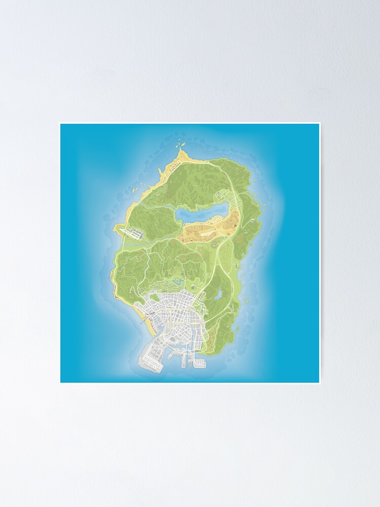 Grand Theft Auto San Andreas Poster and Map Official Rockstar