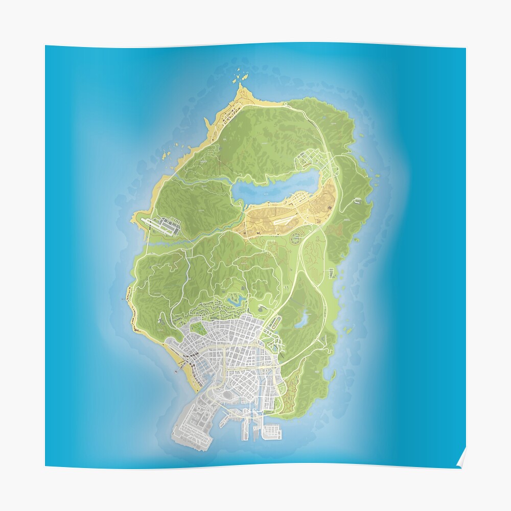 Gta 5 Map Hq Sticker For Sale By Raildur Redbubble