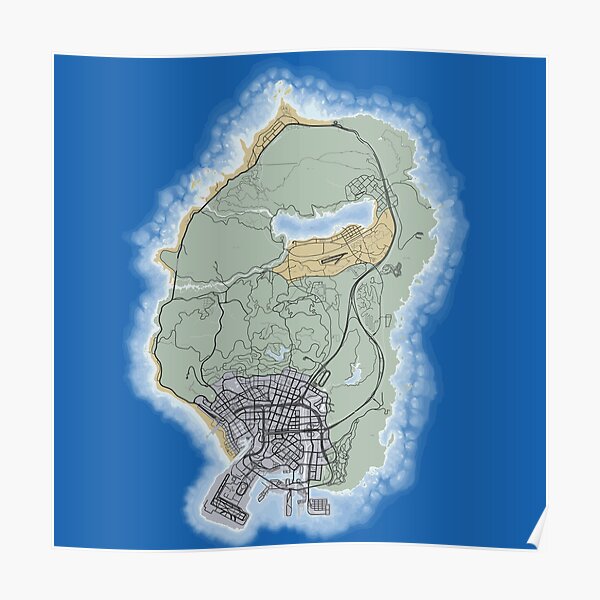 Gta 5 Map Hq Poster For Sale By Raildur Redbubble