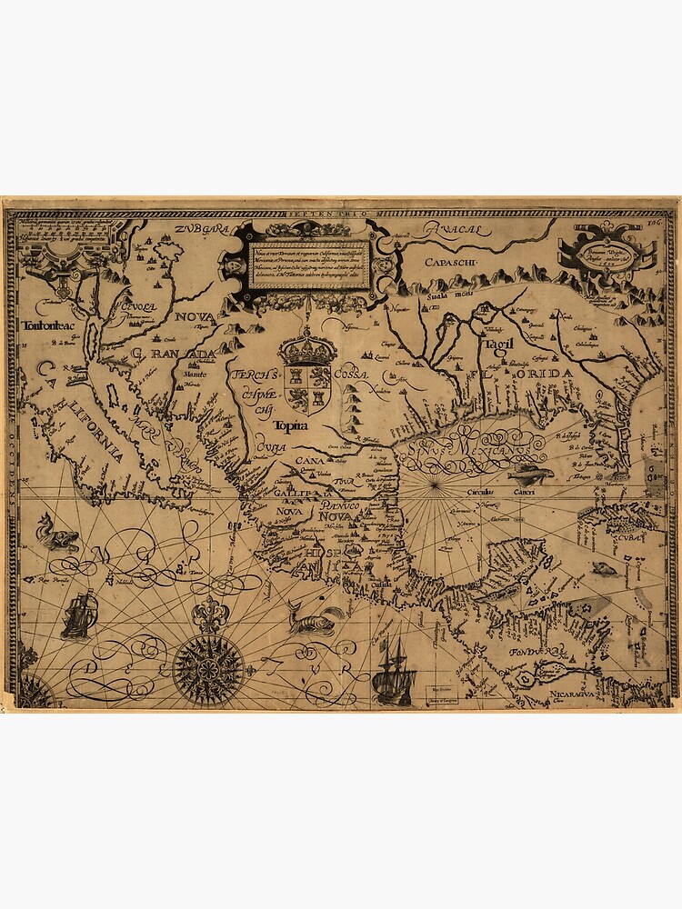 Thumbnail 4 of 4, Metal Print, Vintage Map of Mexico (1600) designed and sold by BravuraMedia.