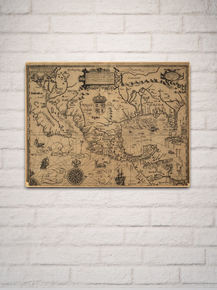 Thumbnail 2 of 4, Metal Print, Vintage Map of Mexico (1600) designed and sold by BravuraMedia.