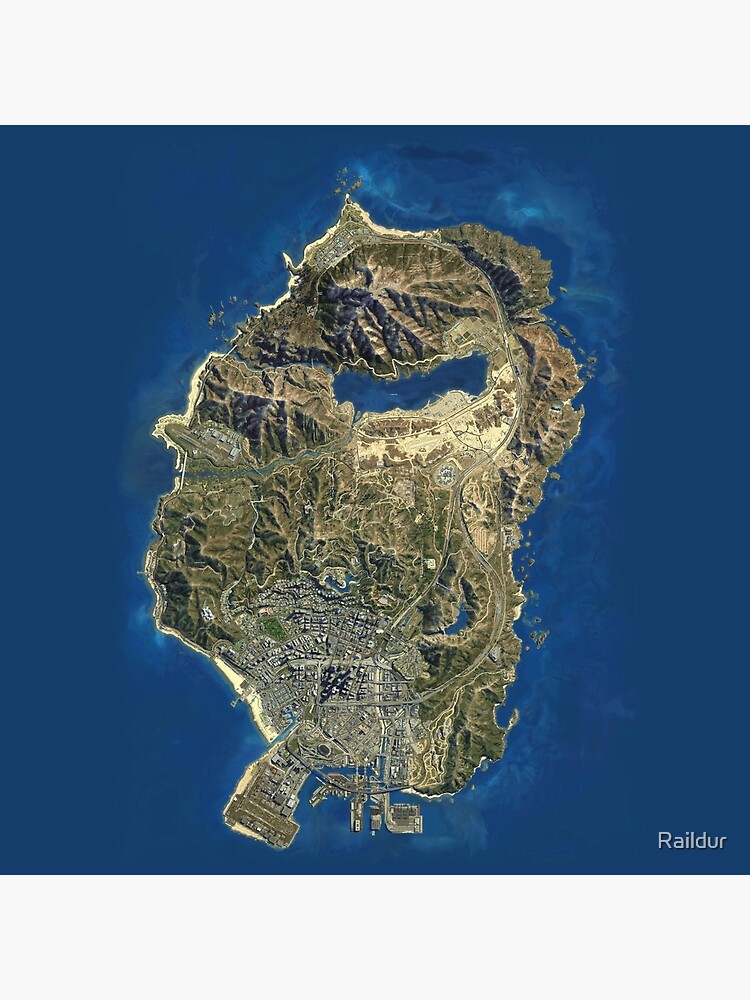 Gta 5 Map Hq Art Board Print By Raildur Redbubble