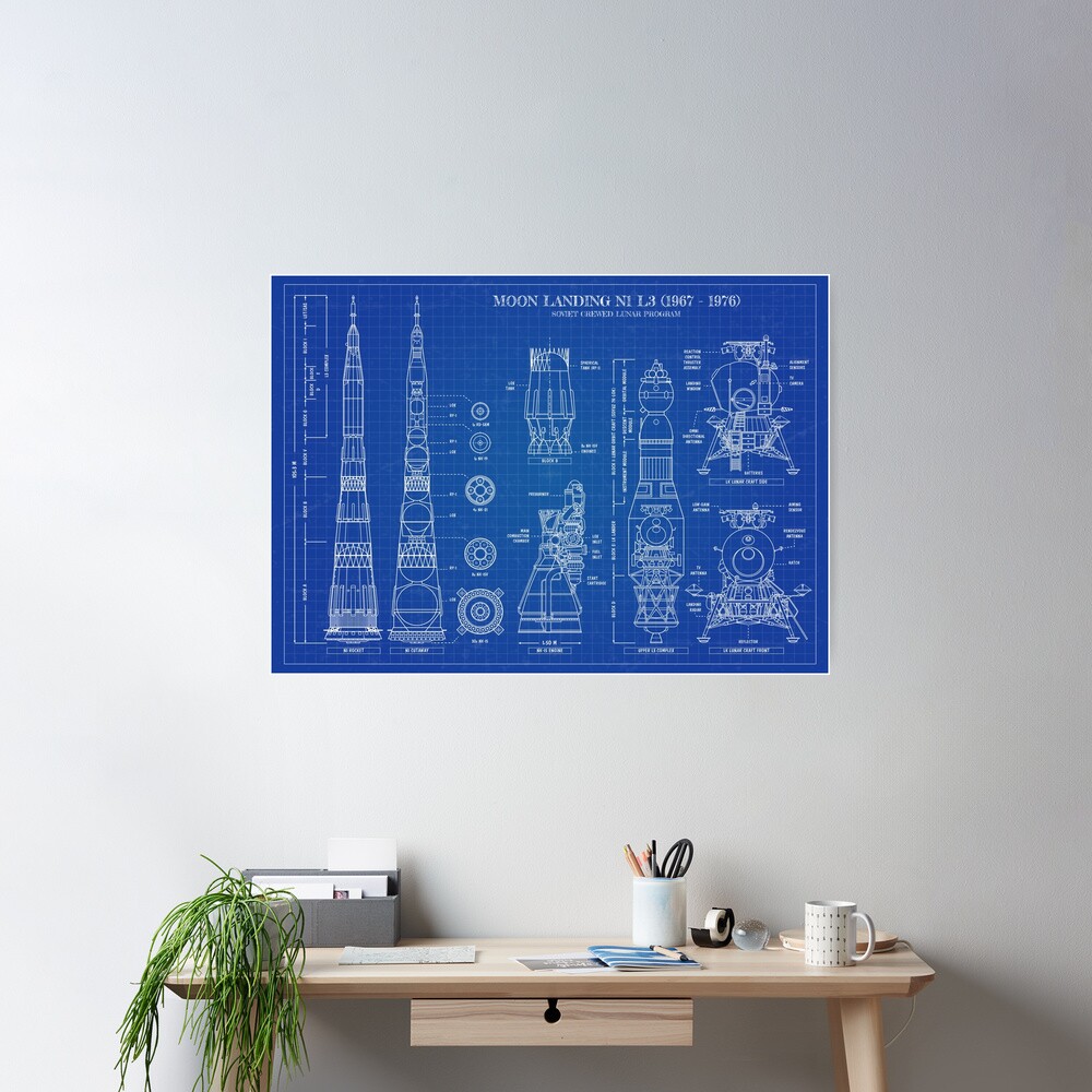 N1 L3 Soviet Lunar Program (Blueprint) Poster