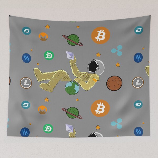 Item preview, crypto coins and astronauts Boy in space on planets and planets. designed and sold by WP-7824.