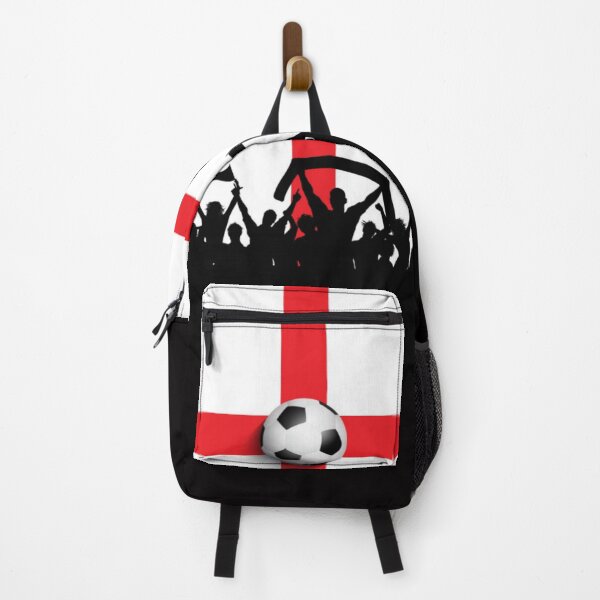 Artikelvorschau, England Fußball - Silhouette Fans jubeln mit England Flagge Hintergrund und Fußball entworfen und verkauft von WearWolfDesigns.