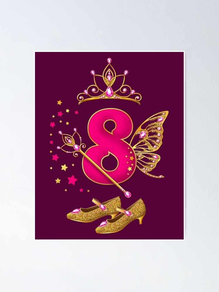 Poster for Sale avec l'œuvre « Joyeux anniversaire princesse girly rose  avec couronne 6 ans » de l'artiste binly123