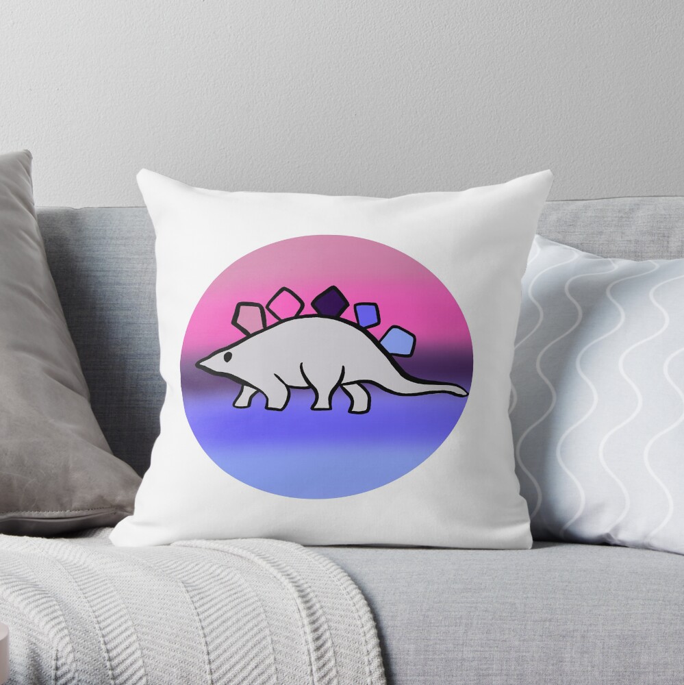 Omnisexual pride stegosaurus design Throw Pillow