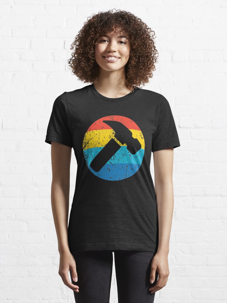 Alternate view of Carpenter Vintage Hammer Retro 1970's Style Circle Essential T-Shirt