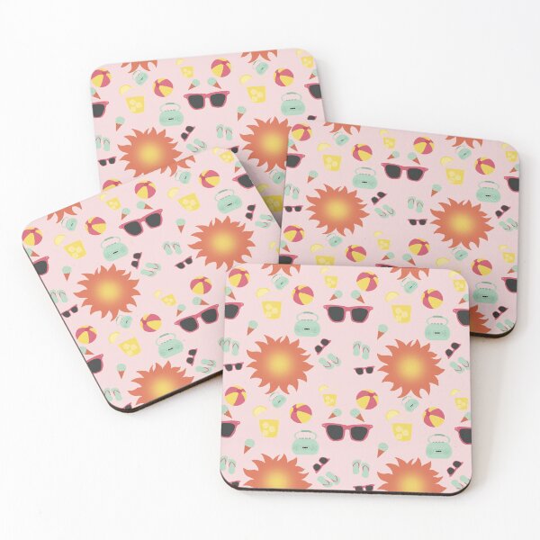 Item preview, Summer Essentials Coasters Pink designed and sold by artbymjohnston.