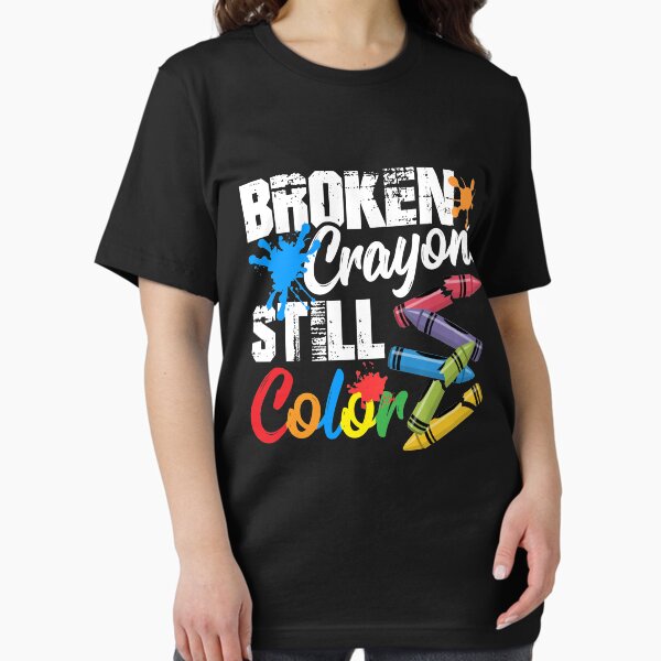 Vista previa del artículo con la obra «Los crayones rotos siguen dando color a la conciencia sobre la salud mental», diseñado y vendido por Dressed For  Duty.