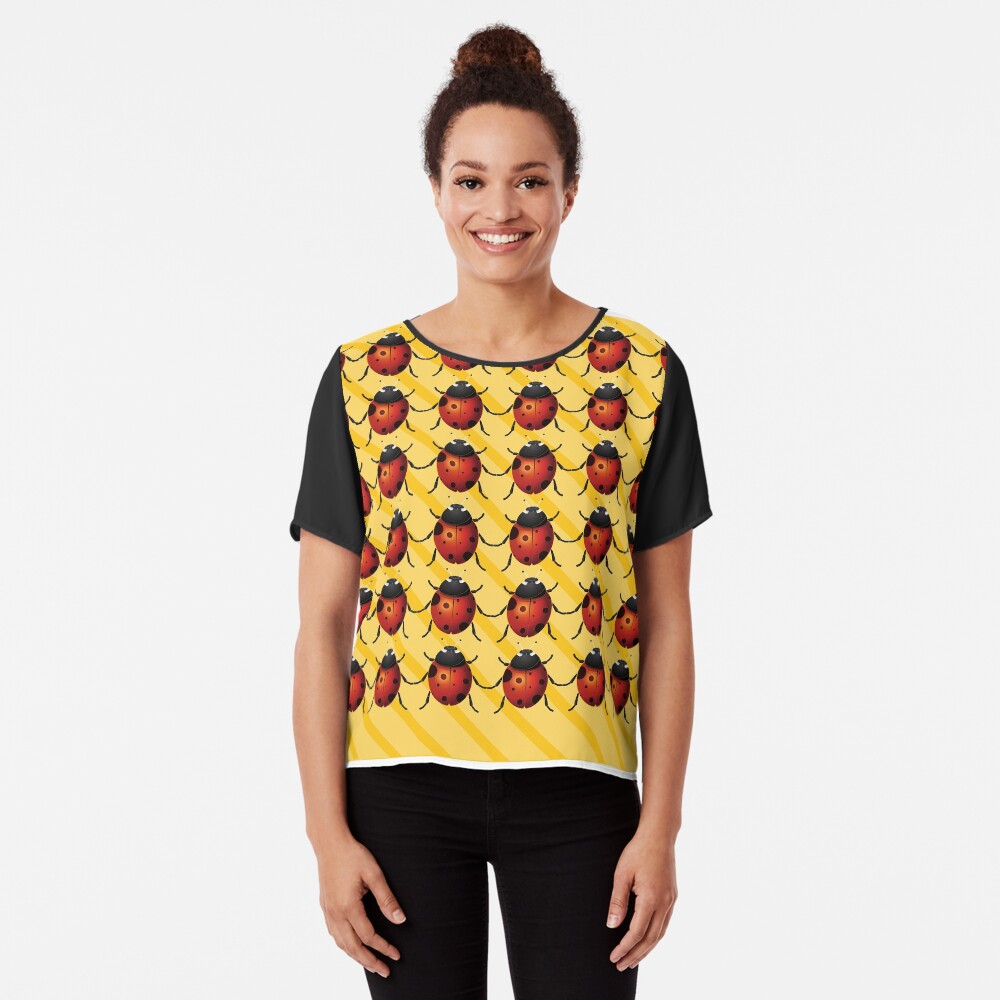 Ladybirds with Yellow Stripes Pattern Chiffon Top