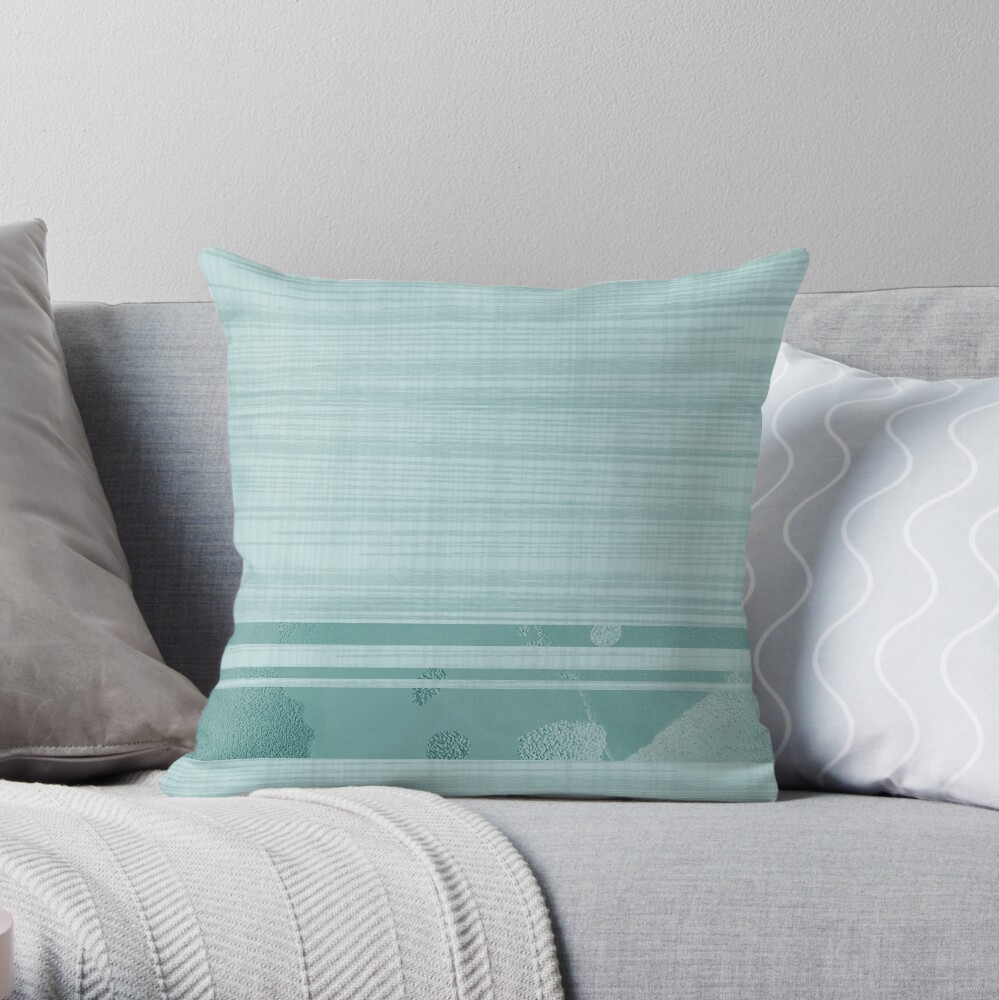 Mix and match. Retro textured pale turquoise, light aqua marine, blue green, sea green - simple and stylish. Caroline Laursen original Throw Pillow