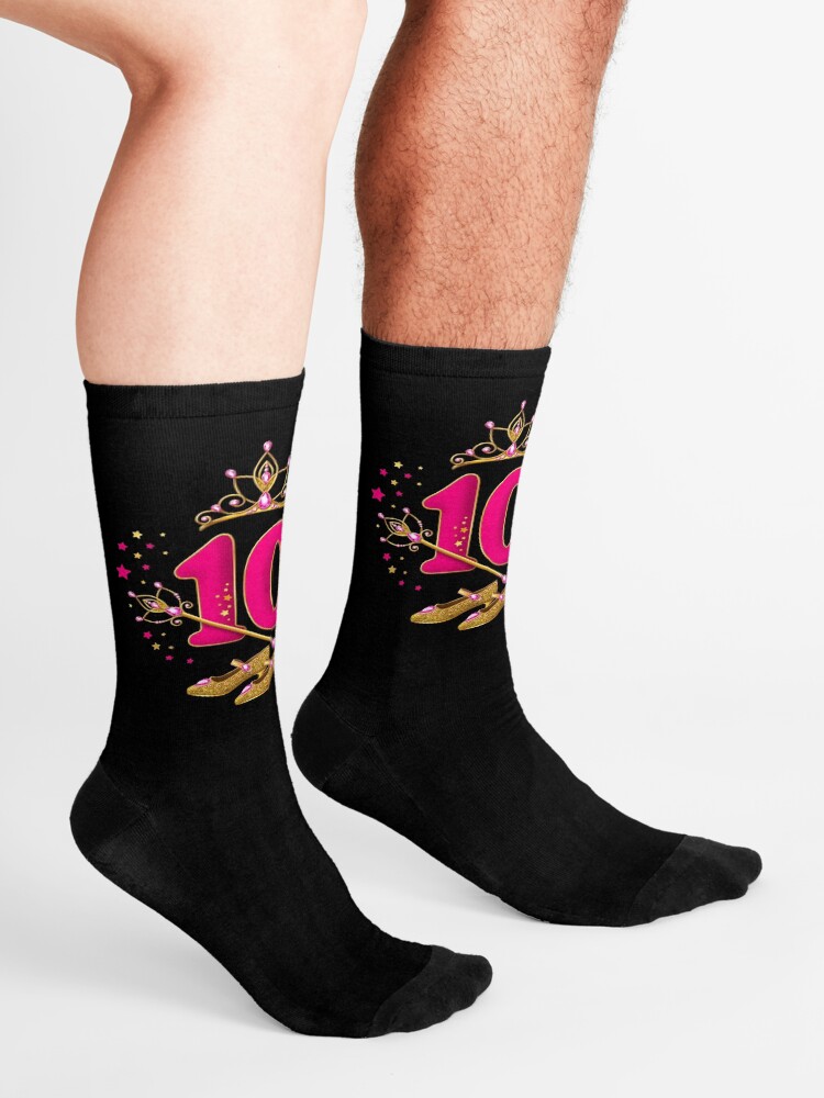 Alternate view of 10th Birthday design. Birthday princess is 10 years old girl’s Socks