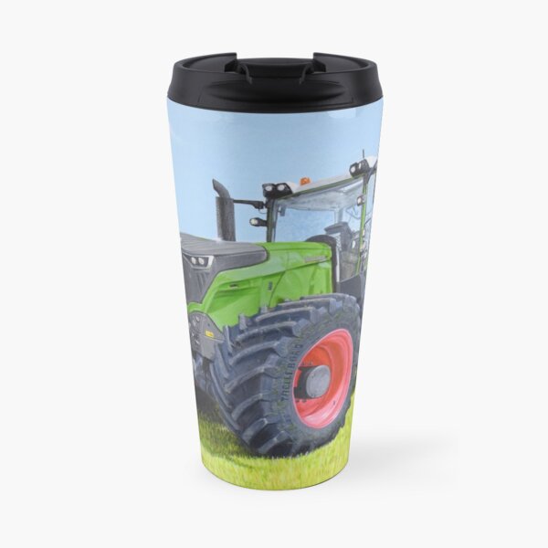 Green Tractor in Field Travel Mug