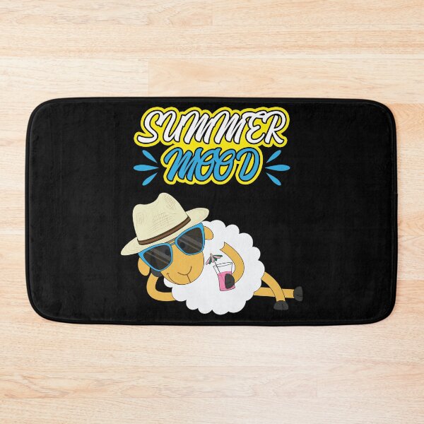 Item preview, Funny Summer Mood Sheep With Sunglasses and Cocktail ( blue, black) designed and sold by dass-art.