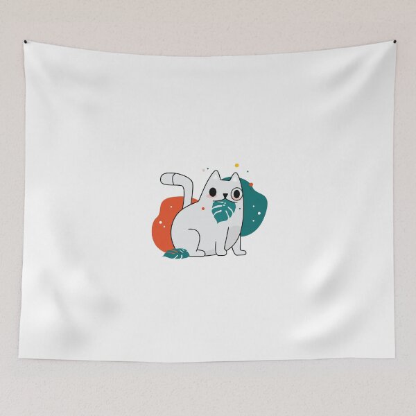 Item preview, cat eating monstera designed and sold by RONYON.