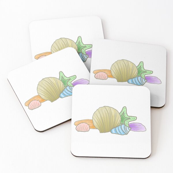 Item preview, Pastel Rainbow Seashells with Starfish Pattern Water Style designed and sold by PrettyLittlePic.