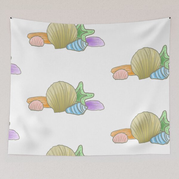 Item preview, Pastel Rainbow Seashells with Starfish Pattern Water Style designed and sold by PrettyLittlePic.