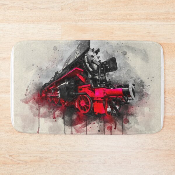Item preview, Old Vintage Steam Train - Retro Railway Locomotive Art Print designed and sold by NadalArtStudio.