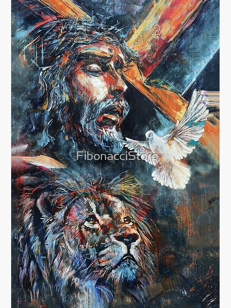 Abstract art, Jesus painting, Watercolor lion head, Lion of Judah