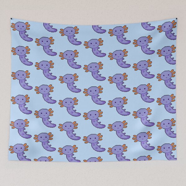 Item preview, blue axolotl pixel art designed and sold by sezalilly.