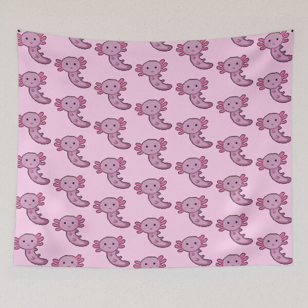 Item preview, pink axolotl pixel art designed and sold by sezalilly.