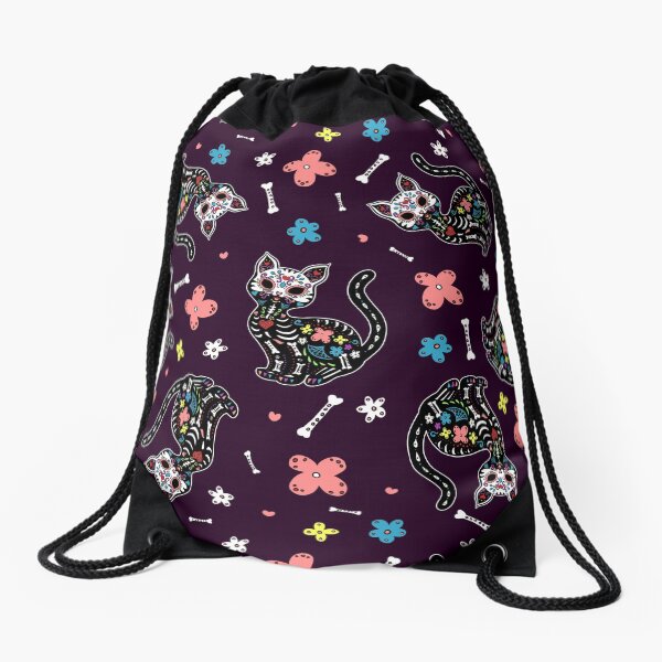 Dia de los Gatos Drawstring Bag