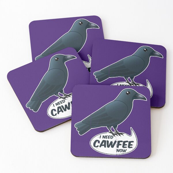 Item preview, "I Need Cawfee Now" Cute Caffeinated Crow  designed and sold by Happy Puppy Print On Demand.