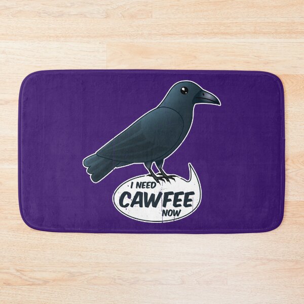 Item preview, "I Need Cawfee Now" Cute Caffeinated Crow  designed and sold by Happy Puppy Print On Demand.