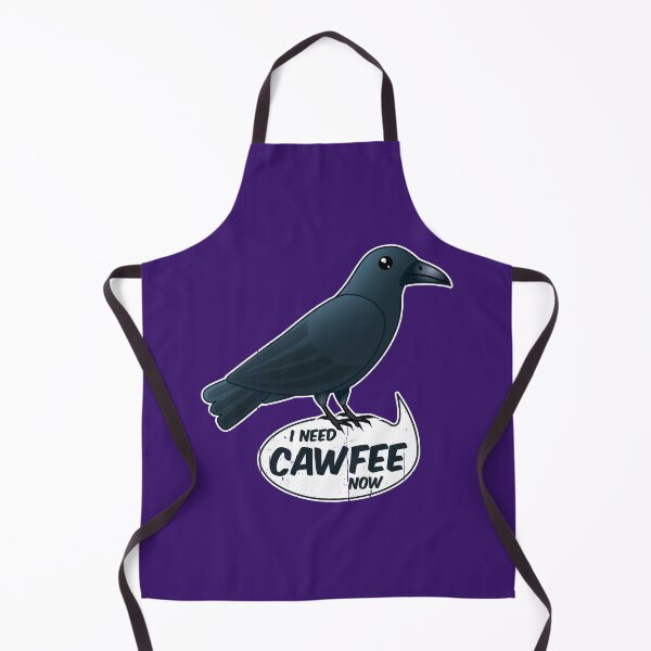 Item preview, "I Need Cawfee Now" Cute Caffeinated Crow designed and sold by Happy Puppy Print On Demand.