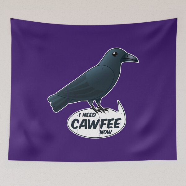 Item preview, "I Need Cawfee Now" Cute Caffeinated Crow  designed and sold by Happy Puppy Print On Demand.