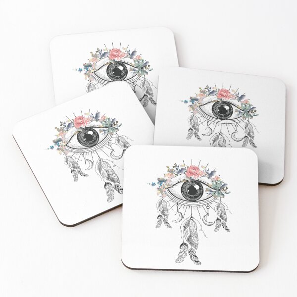 Item preview, Single Eye Grasping Sun Bohemian Art Vector Artwork Tattoo Style Floral designed and sold by art-fox.
