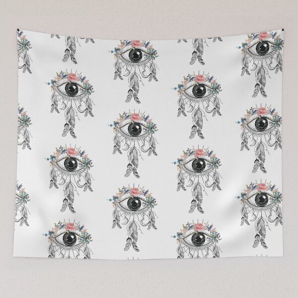 Item preview, Single Eye Grasping Sun Bohemian Art Vector Artwork Tattoo Style Floral designed and sold by art-fox.