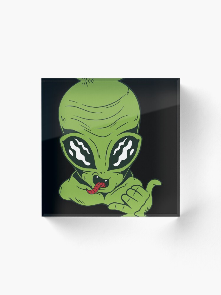 Thumbnail 1 of 5, Acrylic Block, Green Alien - Hang Ten designed and sold by StickerChest.