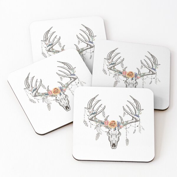 Item preview, Antler Skull Crystal Bohemian Art Vector Artwork Tattoo Style Floral designed and sold by art-fox.