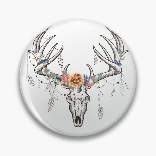 Item preview, Antler Skull Crystal Bohemian Art Vector Artwork Tattoo Style Floral designed and sold by art-fox.