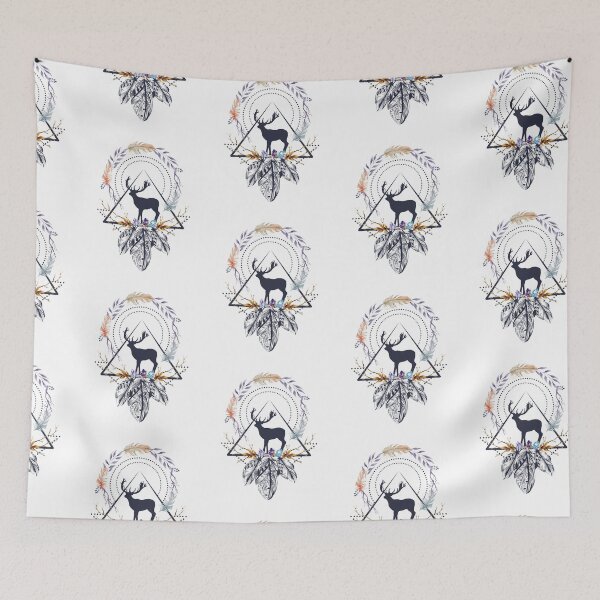 Item preview, Deer Silhouette Bohemian Art Vector Artwork Tattoo Style Floral designed and sold by art-fox.