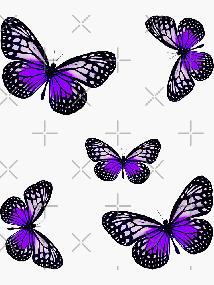 Thumbnail 3 of 3, Sticker, Purple Butterfies designed and sold by Butterfly-Dream.