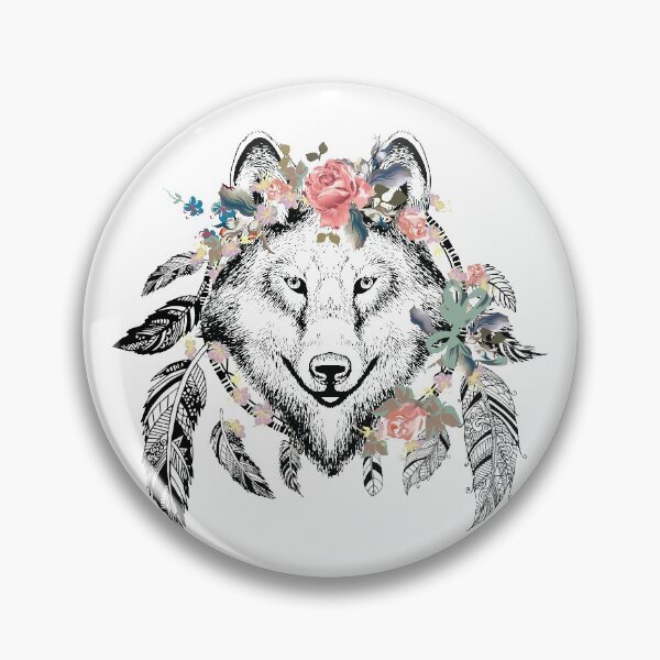 Item preview, Wolf Head Bohemian Art Vector Artwork Tattoo Style Floral designed and sold by art-fox.