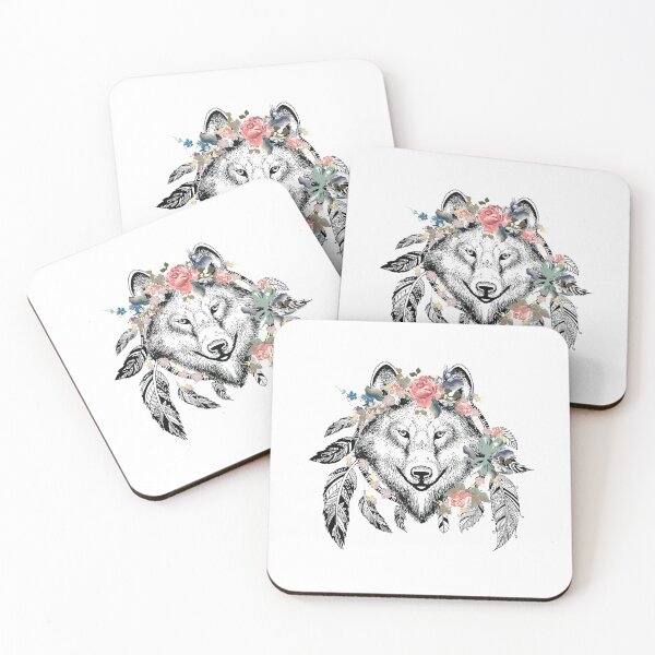 Item preview, Wolf Head Bohemian Art Vector Artwork Tattoo Style Floral designed and sold by art-fox.