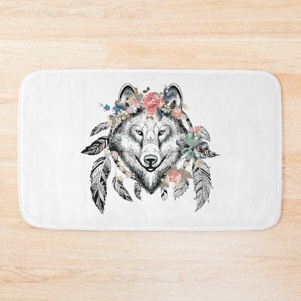 Item preview, Wolf Head Bohemian Art Vector Artwork Tattoo Style Floral designed and sold by art-fox.