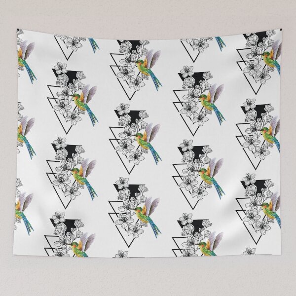 Item preview, Triangle on Birds Art Vector Artwork Tattoo Style Floral designed and sold by art-fox.