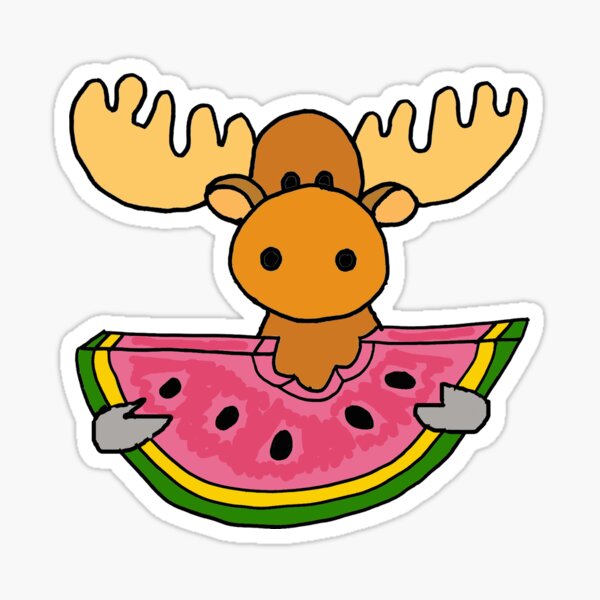 Item preview, Funny Moose eating Water Melon Cartoon designed and sold by Nature's Fancy.