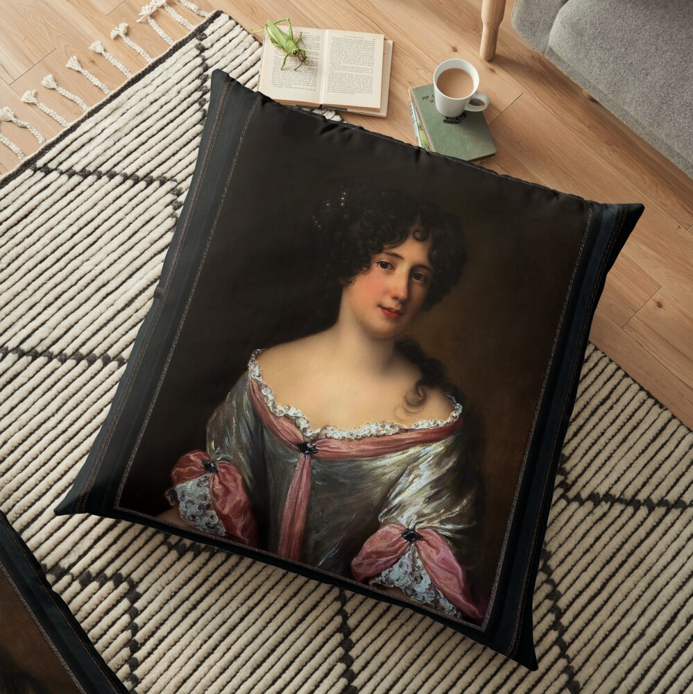 Portrait of Maria Mancini; Duchess of Bouillon by Jacob Ferdinand Voet - A Beautiful Enchanting Portrait 2 Portrait of Maria Mancini by Jacob Ferdinand Voet Classical Art Xzendor7 Old Masters Reproductions Floor Pillow