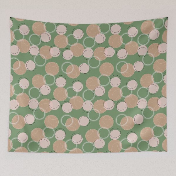 Item preview, Bubbles and dots in beige and pink on sage green designed and sold by Ninaeva.