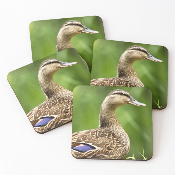 Item preview, Female mallard duck on a green blurred background designed and sold by Michaelerch.