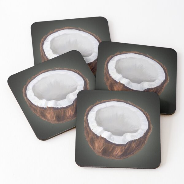 Item preview, Digital painting. Half of coconut on dark background. designed and sold by rusmashart.