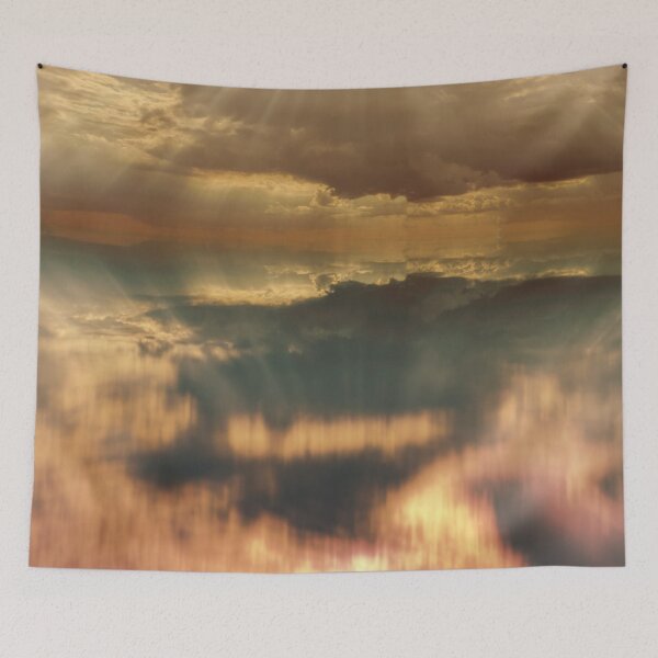 Artikelvorschau, Wandteppich, Überwurfdecken, Bettdecken, Bettbezüge, Duschvorhänge, Sonnenuntergangswandkunst, Naturszene, Natursonnenuntergänge, Hüttenszene, Hüttenhimmel, Metallfotodrucke entworfen und verkauft von eyesight4vision.