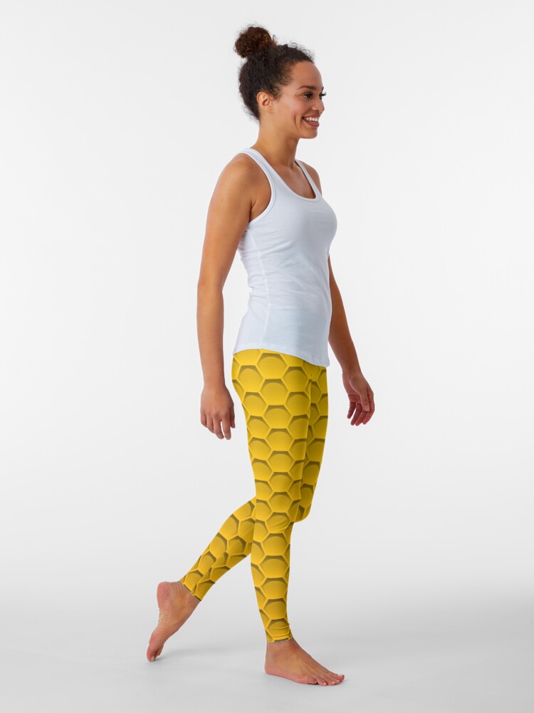 Honey Bee Leggings, Honeycomb Leggings, Printed Tights, Yoga Pants