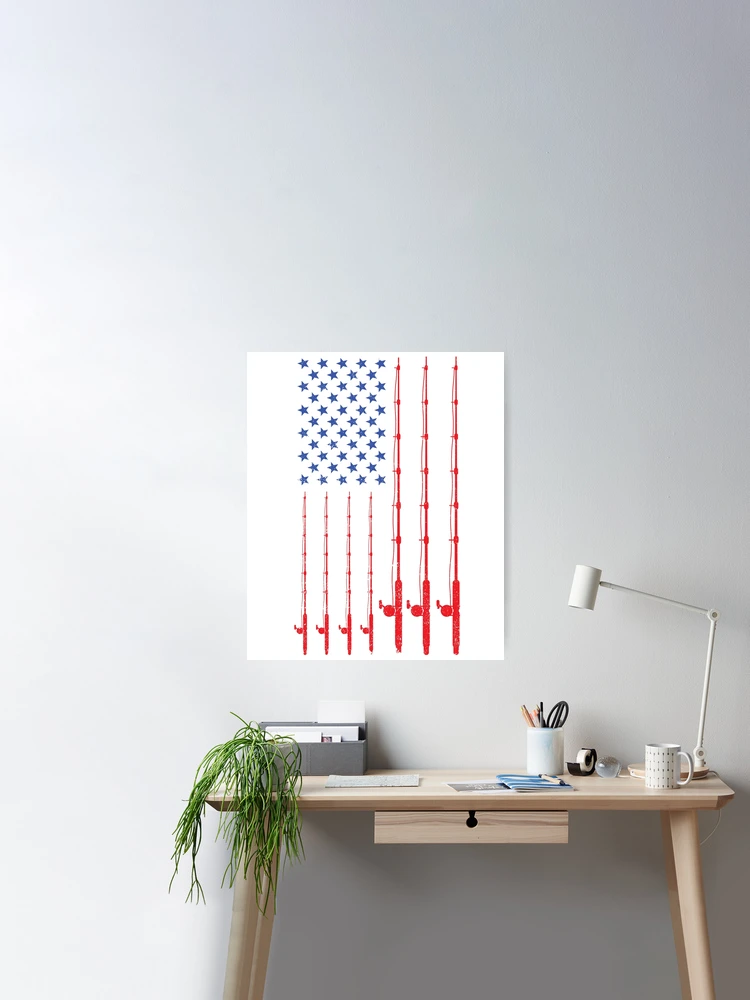 American Flag Patriotic Fishing Pole Fishermans Design Poster for Sale by  tshirtexpressiv
